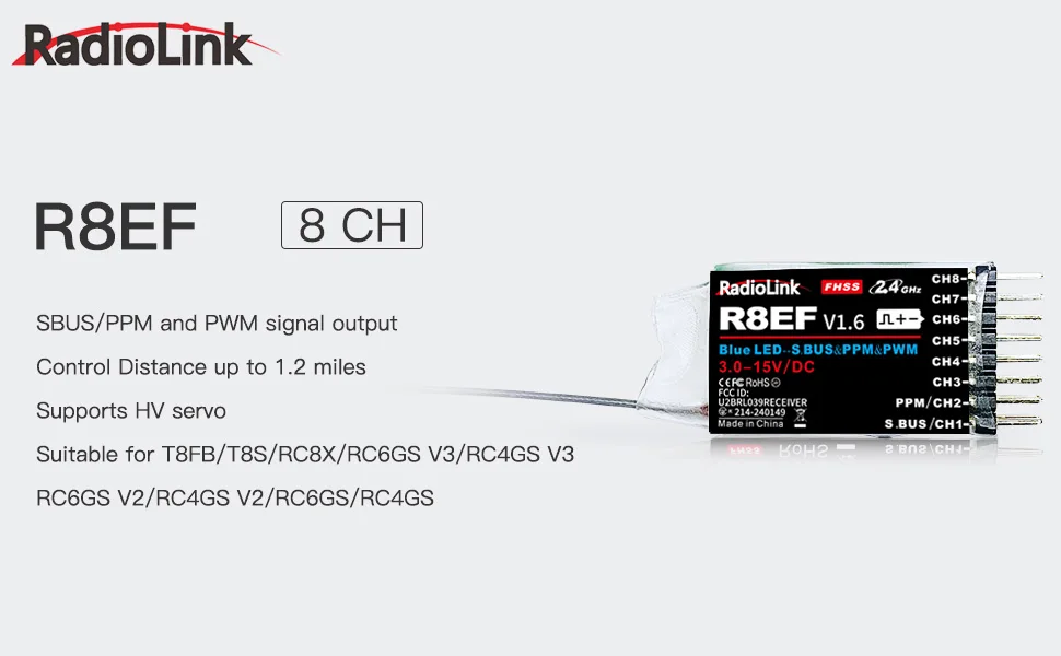 Radiolink R8EF 2,4 Ghz 8 Kanäle RC Empfänger Unterstützung S-Bus/PPM/PWM Signal für 8CH T8FB t8S RC Sender RC Auto Boot Flugzeug – Detail 1