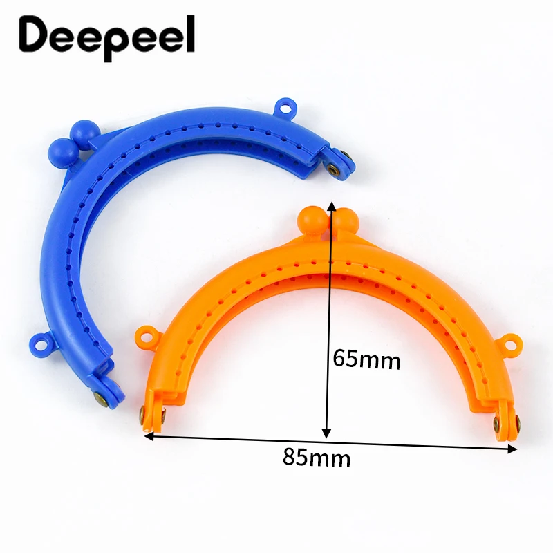 10 шт. Deepeel 85 мм цветная пластиковая полукруглая сумка с ручкой, двойной кошелек для ушей, рамка из смолы, застежка-поцелуй, сумка, аксессуары