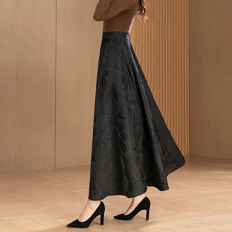 신상 여성 빈티지 플로럴 롱 스커트 가을 패션 하이웨이스트 A라인 캐주얼 프린트 스커트 우아 심플함 데일리 스커트 여성
