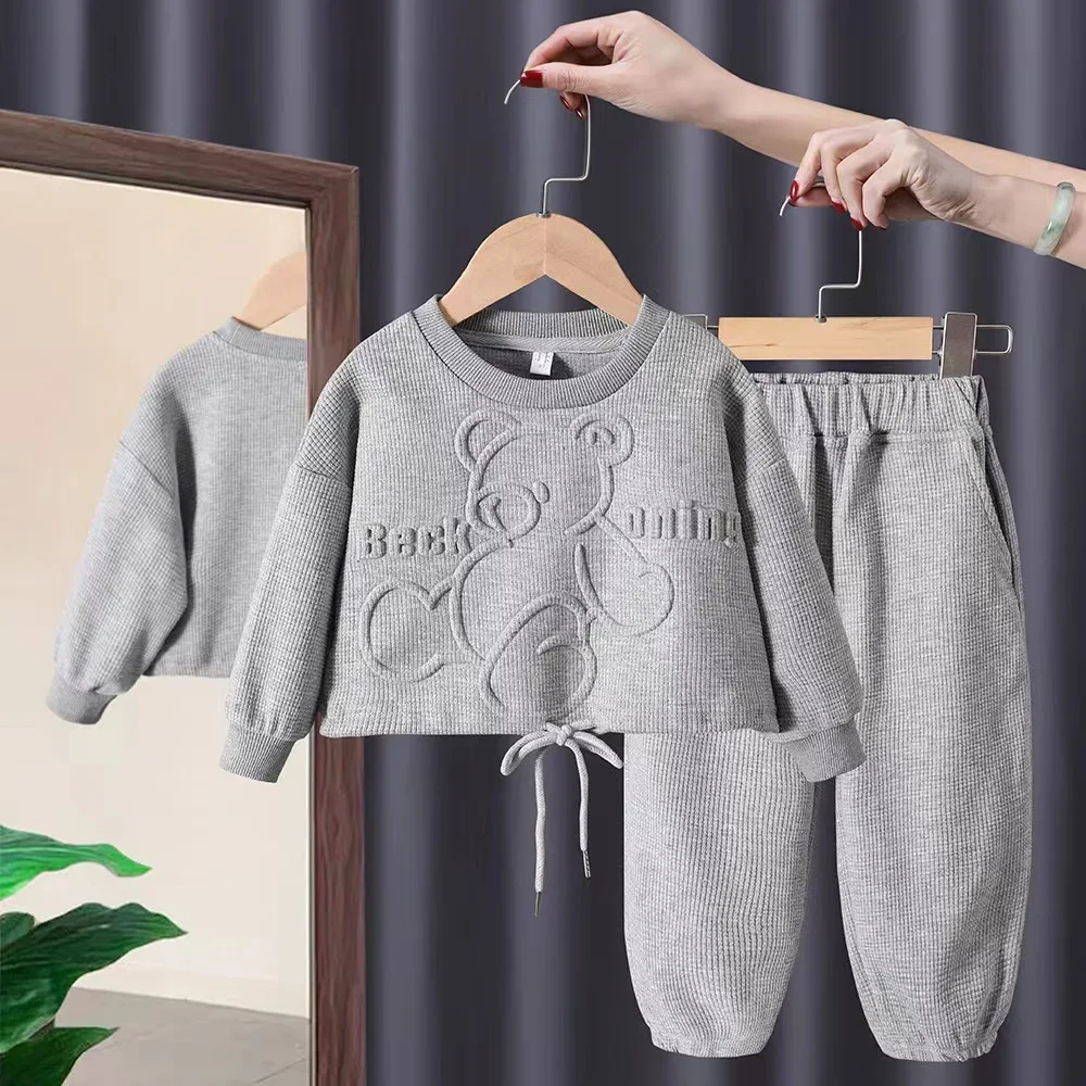 Autumn Baby Girl Clothes Set Cartoon Bear Pullover Top and Pant 2 Pieces Set Children Girls Sweatshirt Outfits Tracksuit