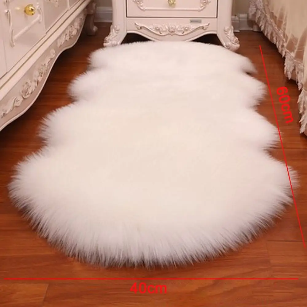 Imitation Wool Washable Fluffy Shaggy Non Slip Long Hair Carpet Bedroom Mats Soft Rugs Faux Fur Sheepskin Rug