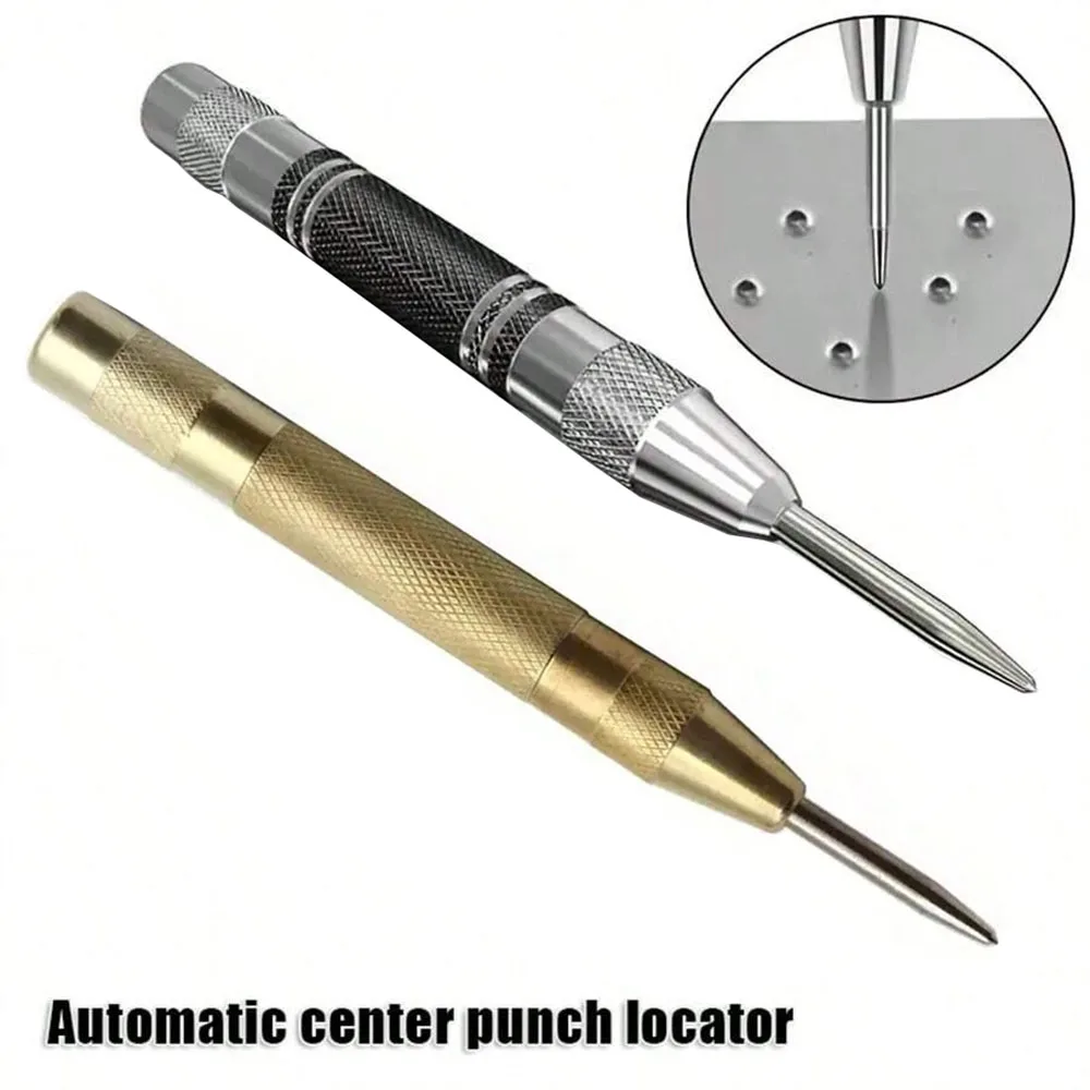 1pcs Automatic Center Punch for Metal, Spring Loaded Center Punch Tool, Adjustable Spring Impact Center Marker Scriber Tool