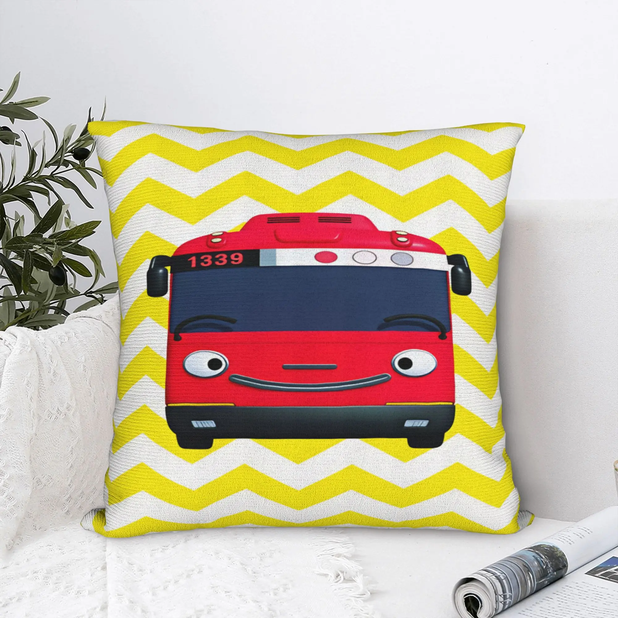 Pillow Case  T-Tayo the L-Little Bus  Square  Pillow Cover For Chair Sofa Home Decor Funny Pillowcases