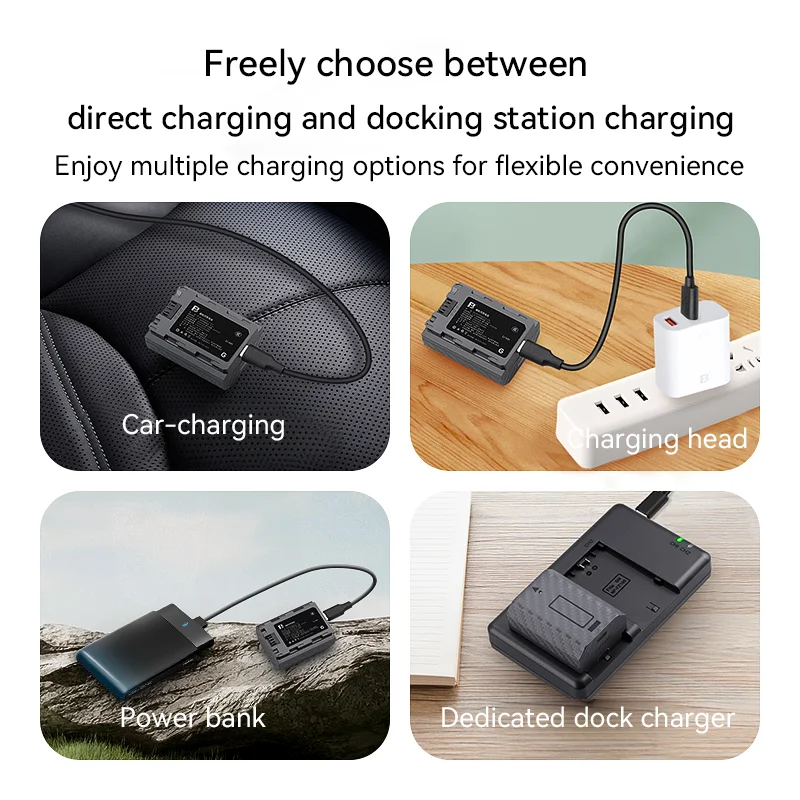 FB NP-FZ100 Type-C Camera Battery with USB-C Fast Charging Port for Sony A7M4 A7R4 A7M3 A7R3 A7S3 A73 A7R5 A6600 FX30 A9M2 ZV-E1