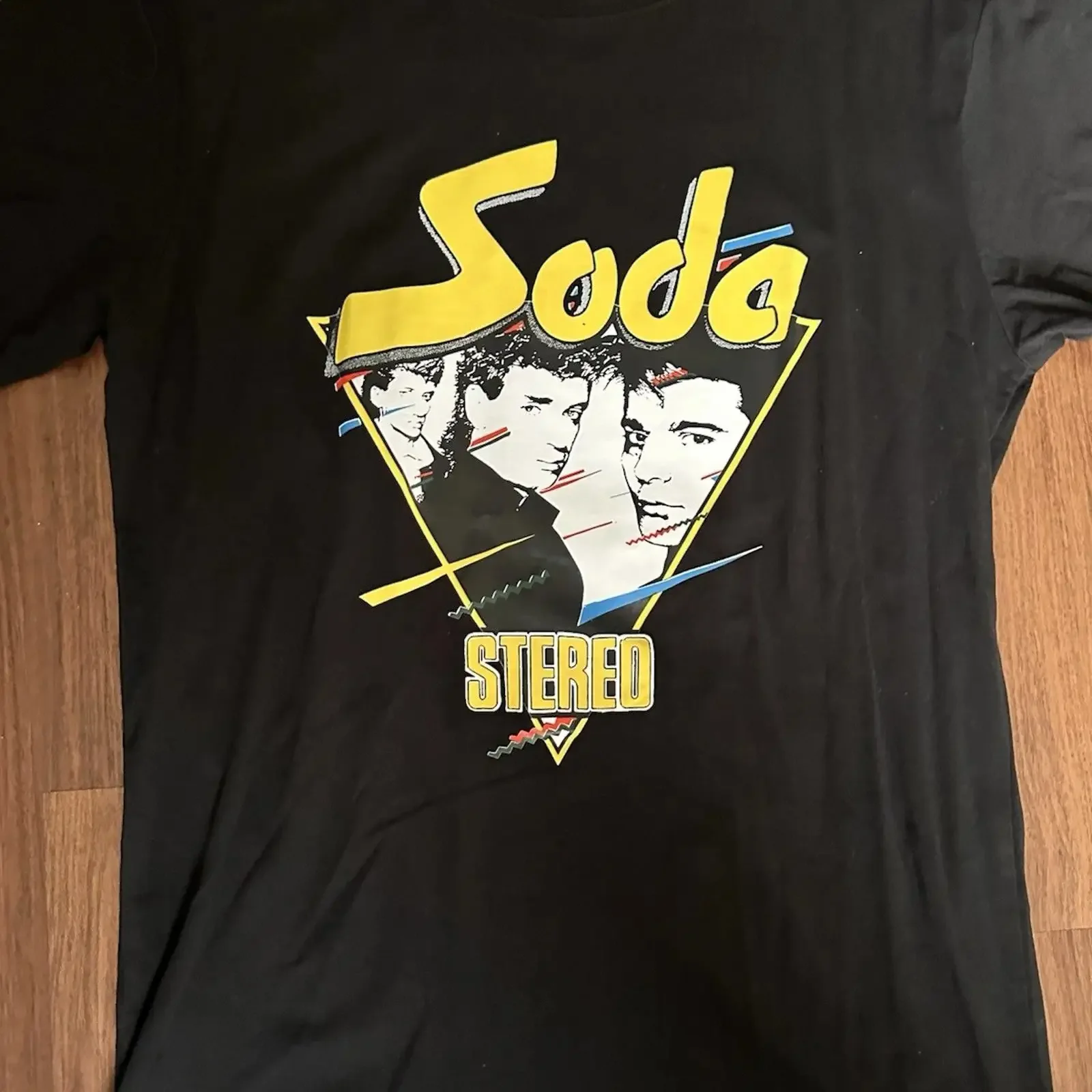 Soda Stereo Heaven Hell medium black t shirt 100 cotton vintage Washed Soft fashion homme Comfortable Slightly graphic