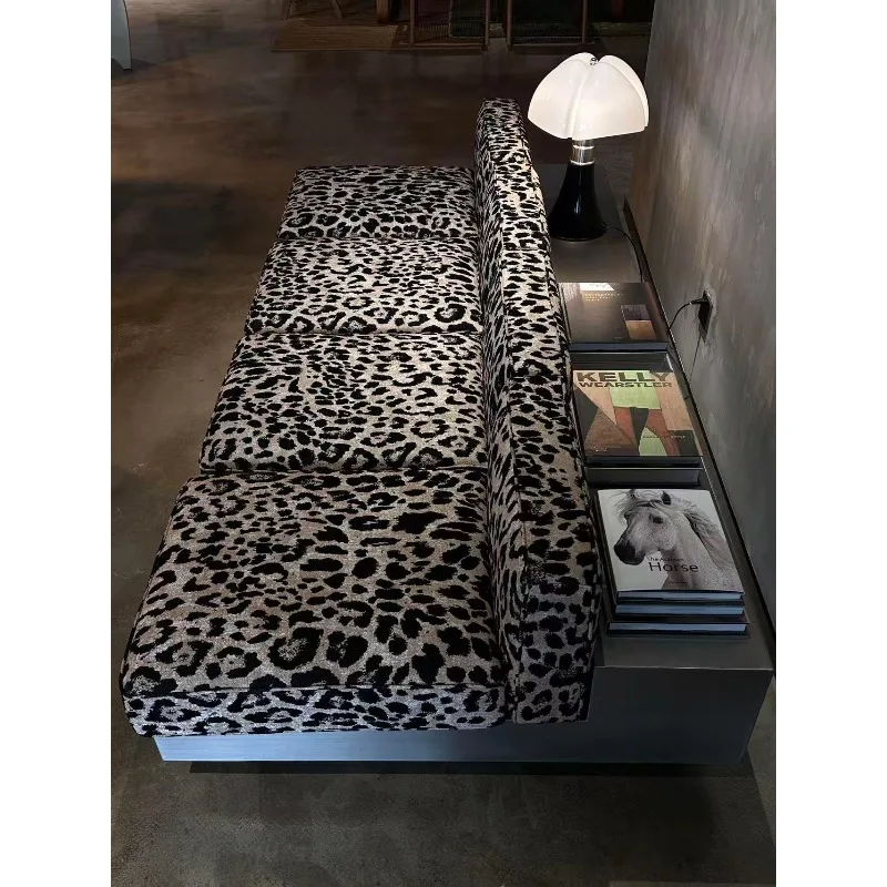 Niche art retro style wild leopard print module sofa