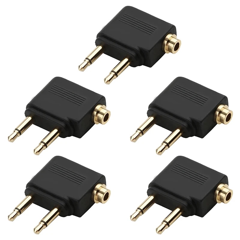 5Pcs 3.5Mm Plug Adaptor Jack Audio Headphone Converter Adapter Headset Connector For Airline Airplane Travel Earphone