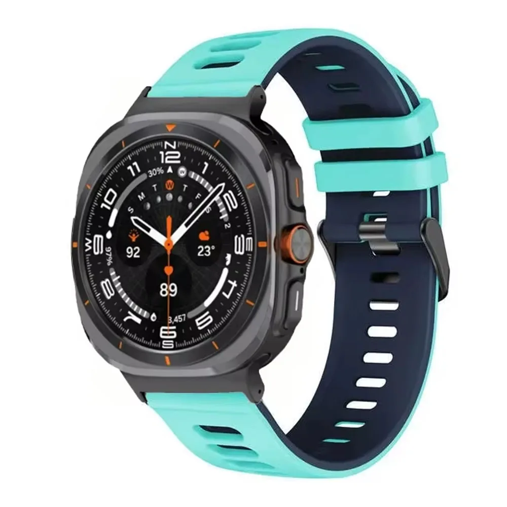 Спортивный силиконовый ремешок для Samsung Galaxy Watch Ultra 2025 47 мм, двухцветный браслет, браслет Galaxy Watch Ultra, аксессуары для ремня
