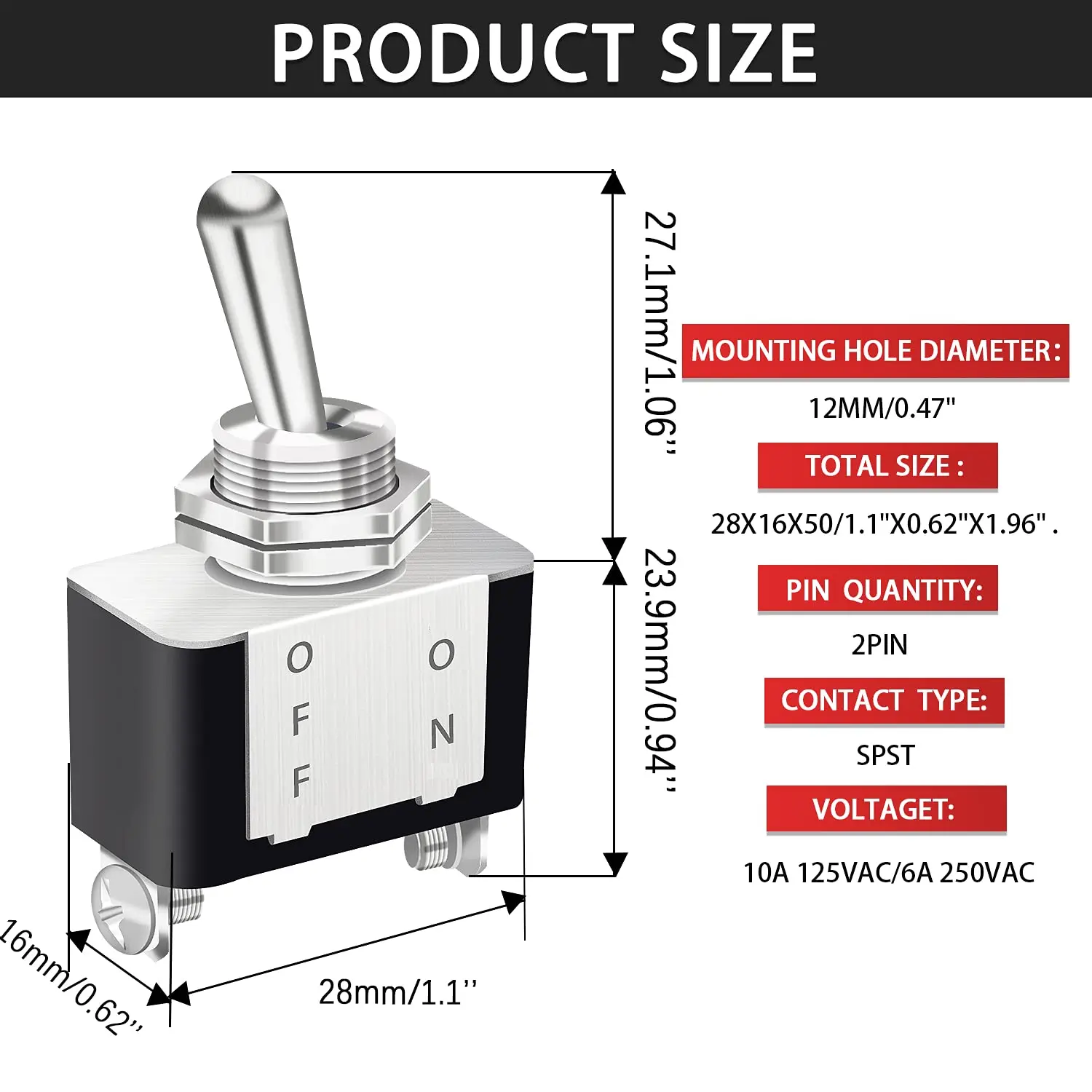 3 قطعة 12 فولت الثقيلة الروك تبديل التبديل 10A/125 فولت SPST ON/Off 2Pin مع غطاء أمان الطائرات الحمراء