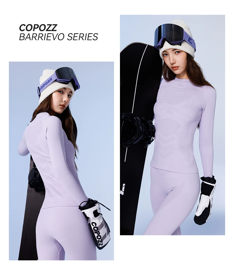 COPOZZ Nahtloses Ski-Thermo-Unterwäsche-Set für Damen und Herren, hochelastisch, Rundhalsausschnitt, schnell trocknend, feuchtigkeitsableitend, Sport-Baselayer, lange Unterhose – Detail 22