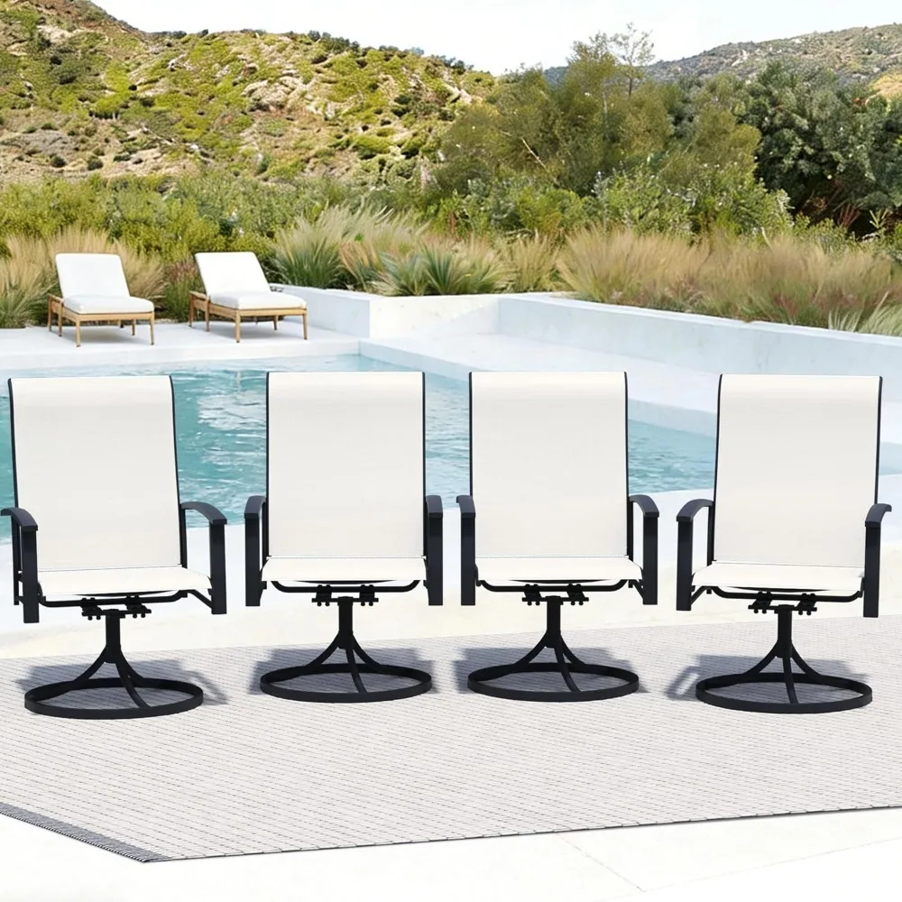 Patio Swivel Chairs Set of 2, All-Weather Swivel Rocker Chair, Outdoor Dining Chairs with High Back, Porch Chairs, Customized