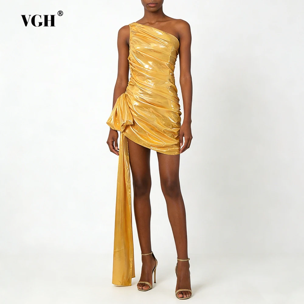 

Новое летнее шикарное мини-платье VGH Design Sense для женщин: облегающее, с диагональным вырезом, без рукавов, с завышенной талией, для вечеринок