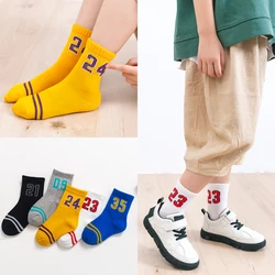 Calcetines deportivos de algodón para niños, medias de tubo para estudiantes de primaria, tendencia Digital, primavera y otoño, 2 a 12 años