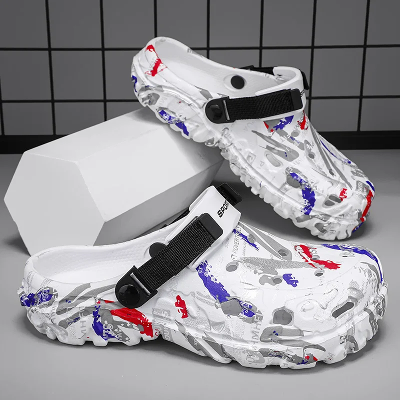 

Plus Size 47 Summer Men Sandals Clogs Outdoor Garden Clogs Hole Shoes Male Casual Shoes Water Shoes Comfort Home Soft Slippers