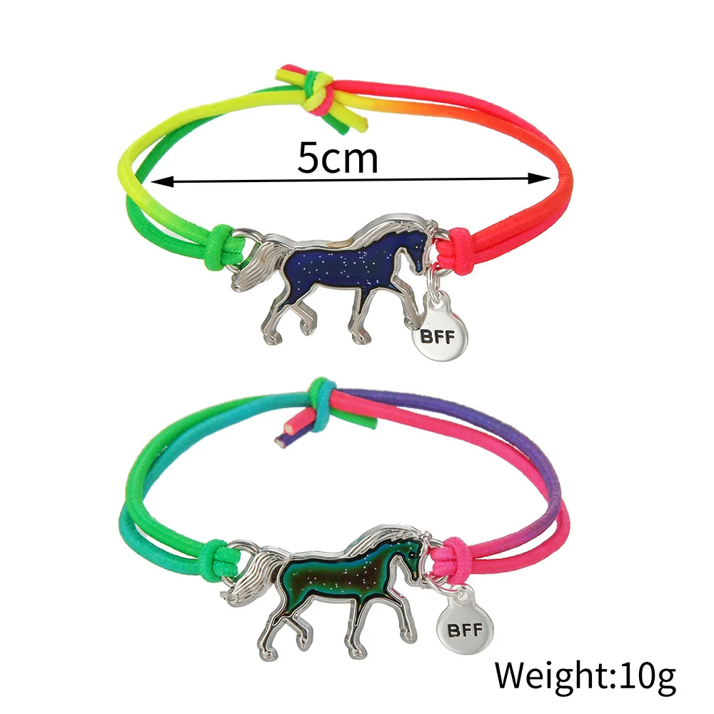 Cute Cartoon Dinosaur Butterfly Shell Color Changing Mood BFF Wrap Bracelet Set for Teens Pair of Color-Changing Wristbands