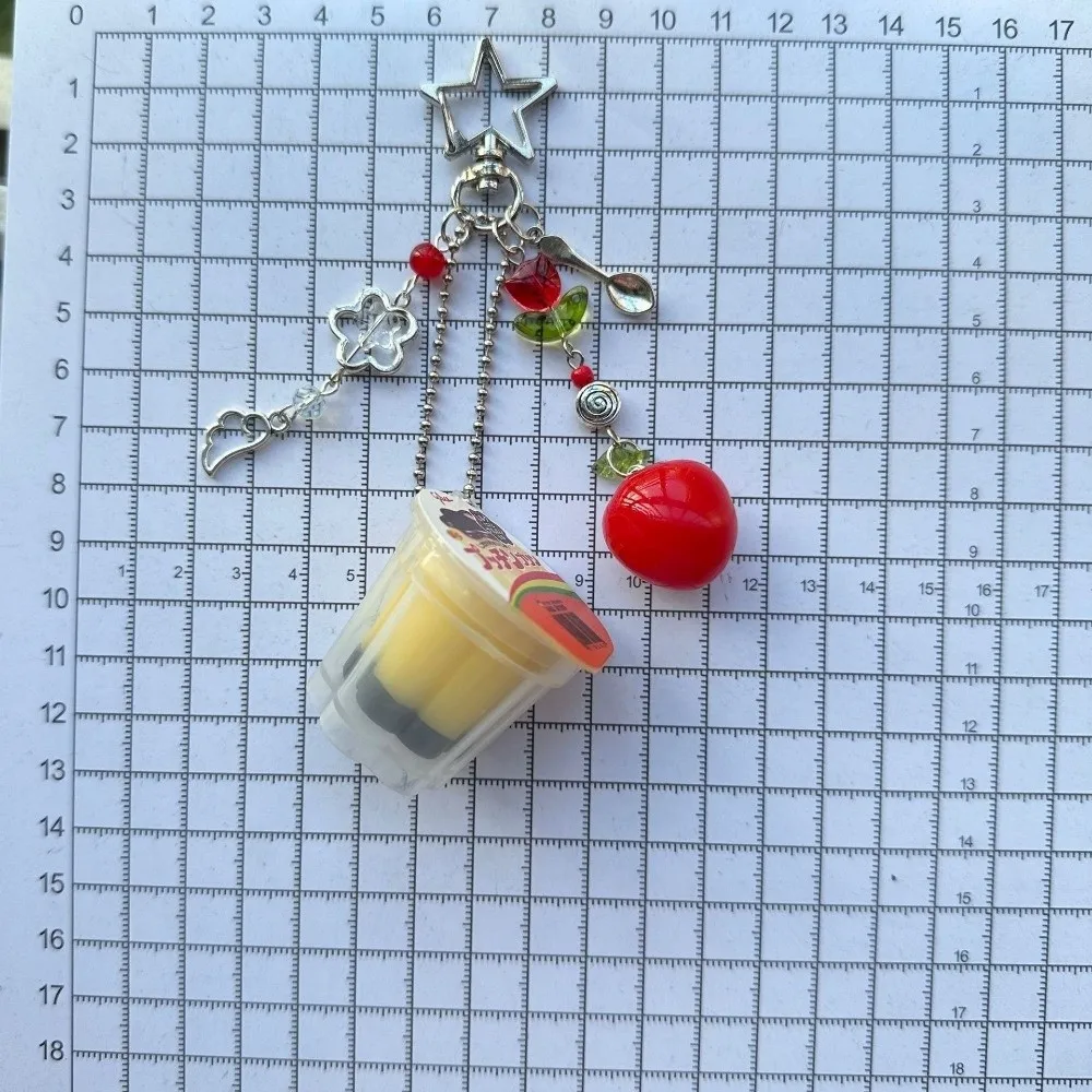 Pink Yellow Japanese Pudding Keychain Punk Stars Colorful Beads Beaded Accessory Retro Aesthetic Moon Sun Pendant Egg Flan Charm