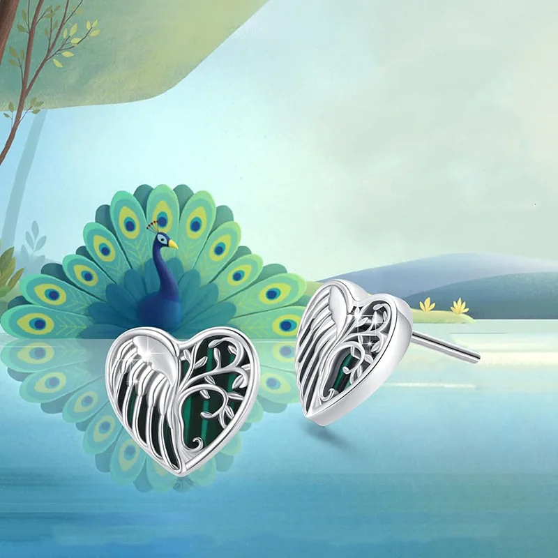 European and American New Daily Wear Stickers, Earrings, Heart-shaped Hollow Wings, Versatile Cool Wind, Leaf Accessories