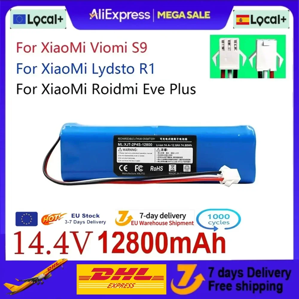 100% neue Original Für XiaoMi Viomi S9 Lydsto R1 Roidmi Eve Plus Roboter Staubsauger Akku mit Kapazität 6800 mAh