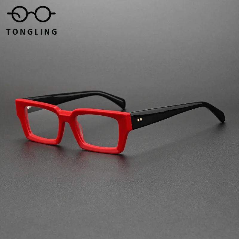 2026 New Fashion Men Handmade High-Quality Acetate Square Glasses High-End Women Artistic Retro Thick Commuting Eyeglass Frame