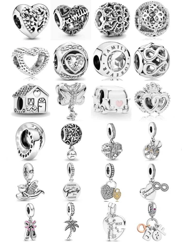 925 Silver Heart-Shaped,house,Bead Dance Shoe Pendant Suitable for European Original Bracelet DIY Accessories ExquisiteJewelry ﻿