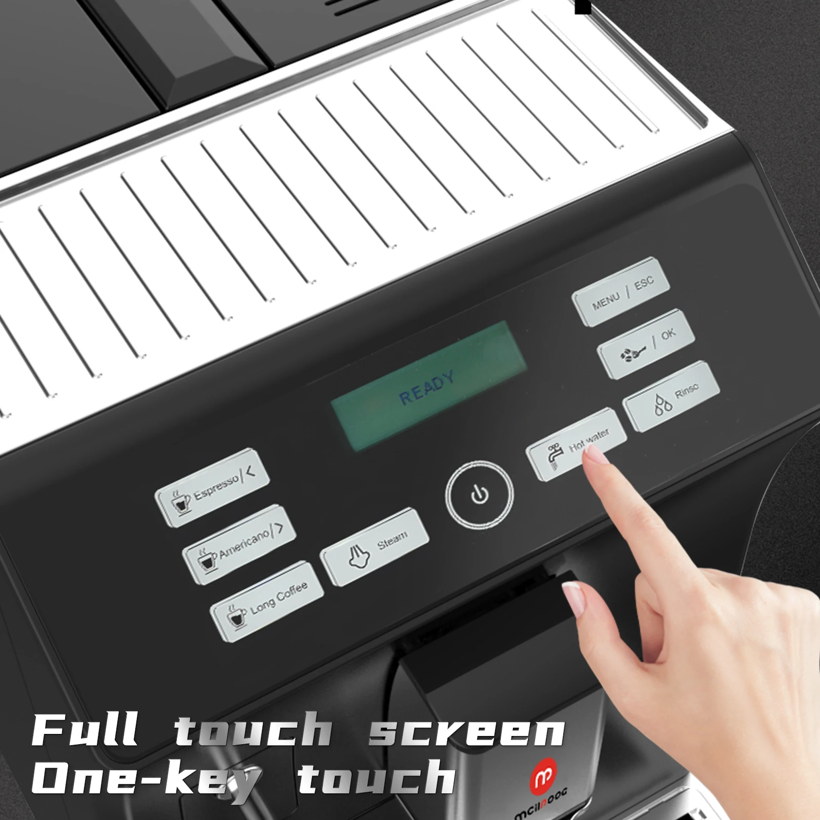 Mcilpoog WS201 Super Automatic Coffee Espresso Machine - Espresso Machine With Powerful Steamer,16 Flavors for Home and Office.