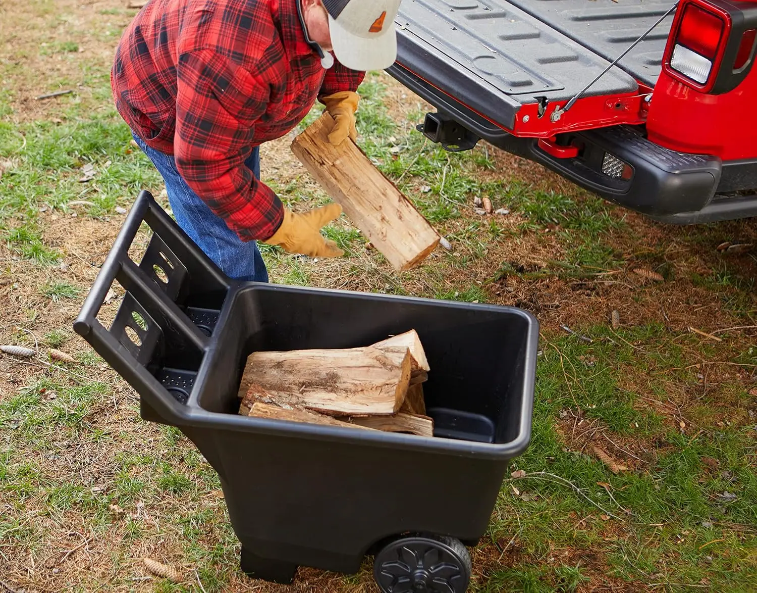 Heavy-Duty Wheeled Yard Cart, Large-Capacity Utility Cart, 4.5 Cubic Feet, 200-Pound Capacity