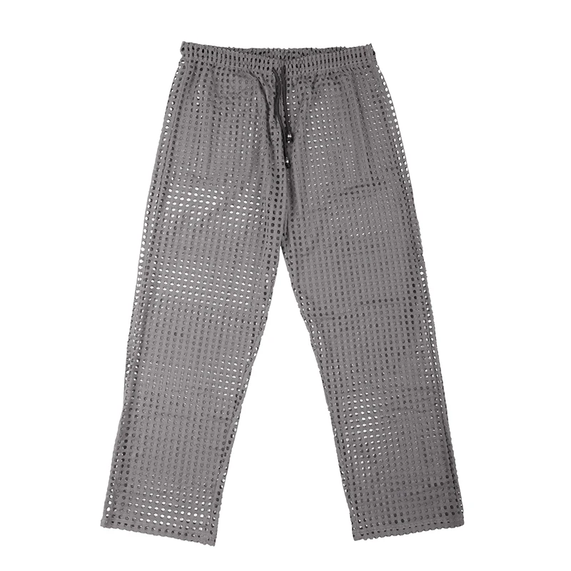 

Men's Cut-outs Fishnet Pajamas Pants Funny See Through Breathable Sleep Bottoms Low Waist Youth See Inner Home Lounge Wear