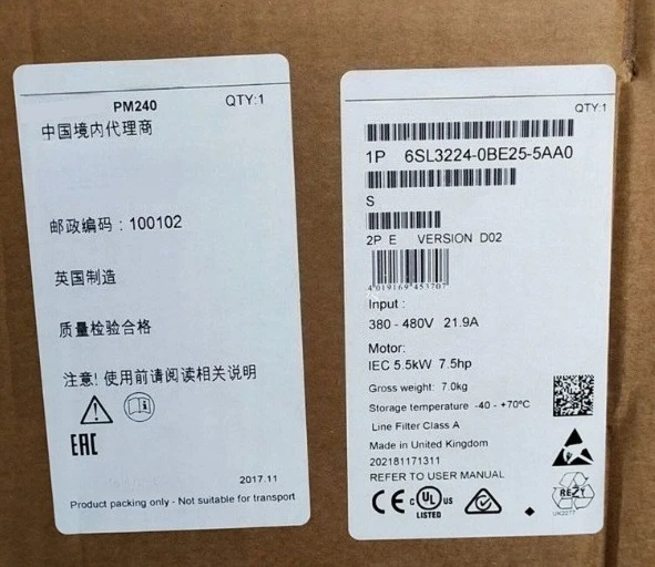 

Brand New 6SL3224-0BE27-5AA0 6SL3224-0BE25-5AA0 6SL3 224-0BE27-5AA0 6SL3 224-0BE25-5AA0 Warrently One-year Fast Delivey