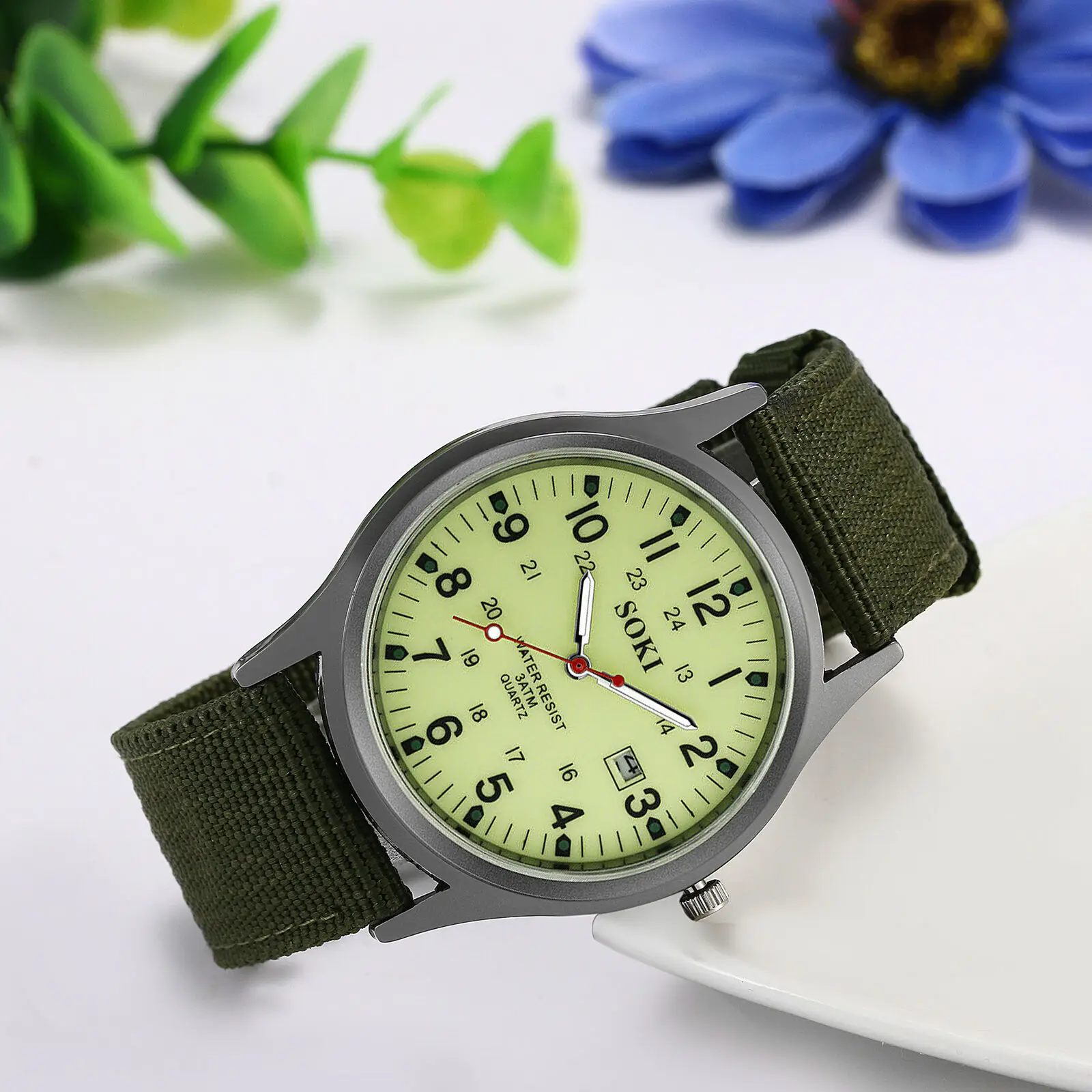LANCARDO-Relógio de pulso quartzo militar masculino, relógios esportivos masculinos, pulseira de couro de nylon, luminoso, data dial, 24 horas, Dropshipping