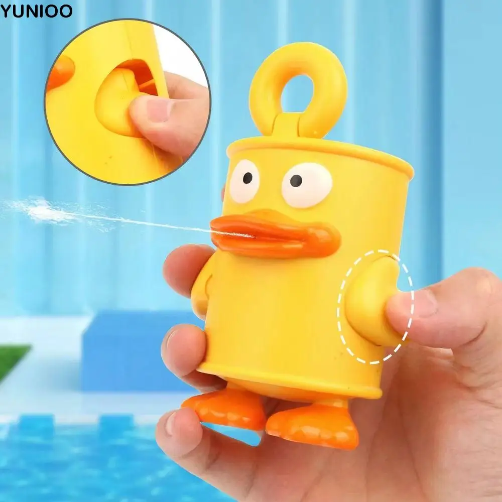 

Canned Duck Doll Spraying Duck Water Toy Press Type Simulated Pull Ring Water Spray Toy Long Range Cartoon Water Park Toys Kids