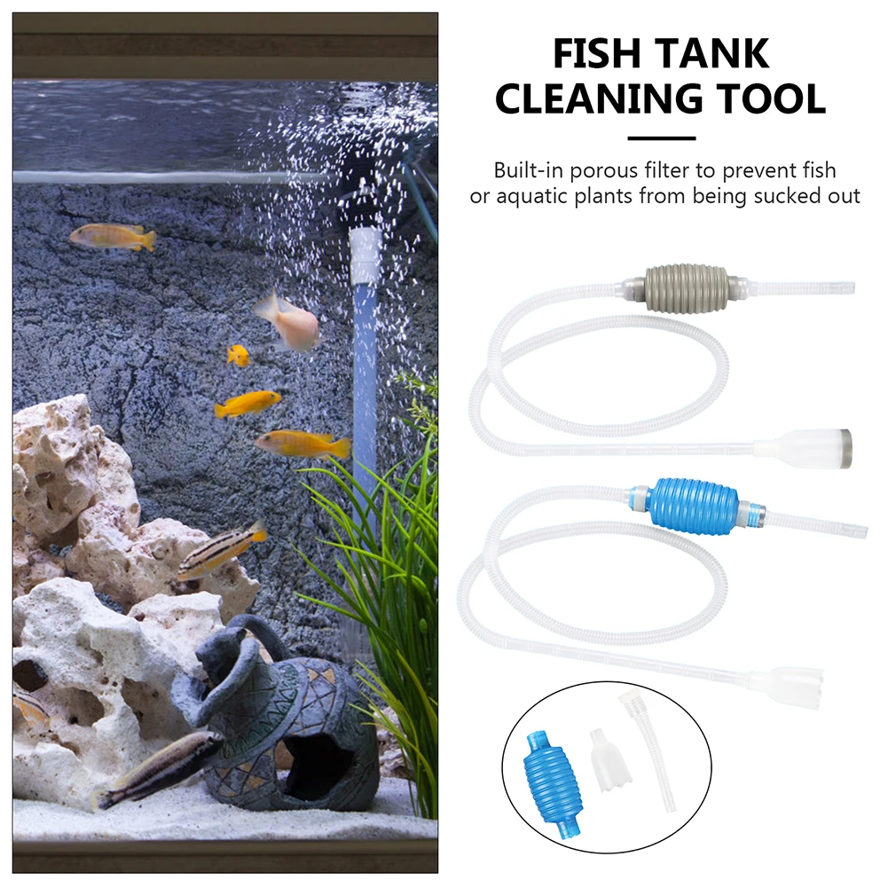 1.5m Fish Tank Water Changer Air Pump Cleaning Accessorie Aquarium Gravel Cleaner Vacuum Handheld Siphon Pump With Filter Nozzle