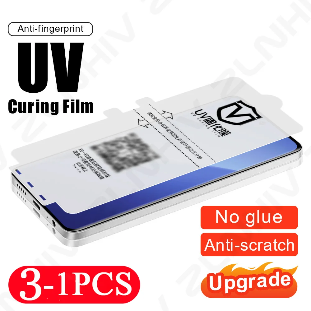 3/2/1Pcs UV Light Curing Film Not Glass for Xiaomi 15 Pro 14 13 Ultra Screen Protector 12 11 10 Civi 4 Pro Soft Full Cover Mix 4