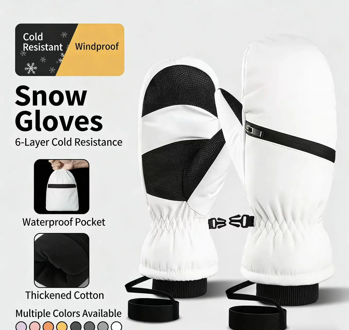 Ski Gloves Snowboard Cotton Gloves Fleece-lined Thickened Winter Unisex Waterproof Ski gloves Warm and Breathable Cycling Gloves