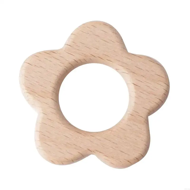 Wooden Elephant Heart Rabbit Horse Ring Baby Teether Eco-Friendly Unfinished Baby Grasping Pacifier BPA Beech Ring