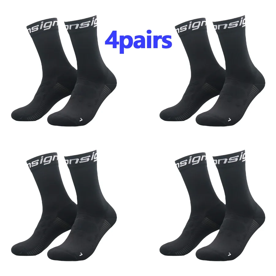 4 Paar Radsocken für Herren und Damen, Laufsocken, atmungsaktiv, verschleißfest, Camping- und Wandersocken, Kompressions-Sportsocken