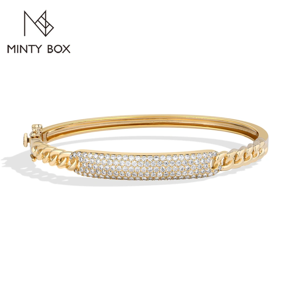 MINTYBOX  Luxury Full Paved Moissanite Bracelets for Women S925 Sterling Silver Safety Clasp Bangle Wedding Dinner Party Jewelry