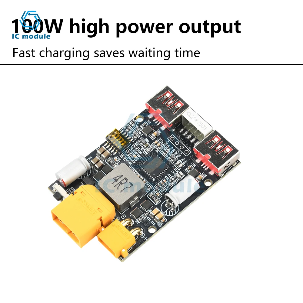 2-7S 100W Charging Module Dual USB&Type C Fast Charging Mobile Power MotherBoard Support Lithium Battery Lithium Iron Phosphate