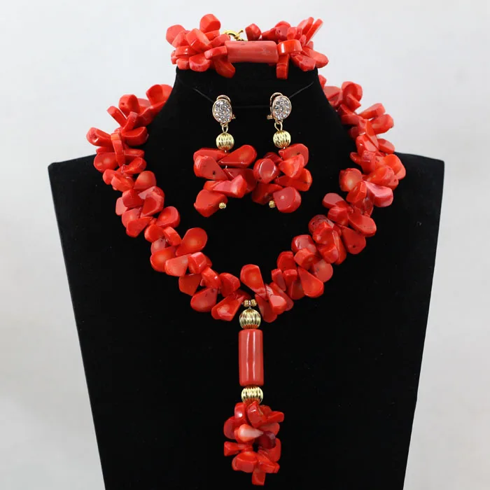 Delicate African Coral Beads Jewelry Set Nigerian Wedding Necklace Green Coral Beads Bridal Jewelry Sets  ABF994