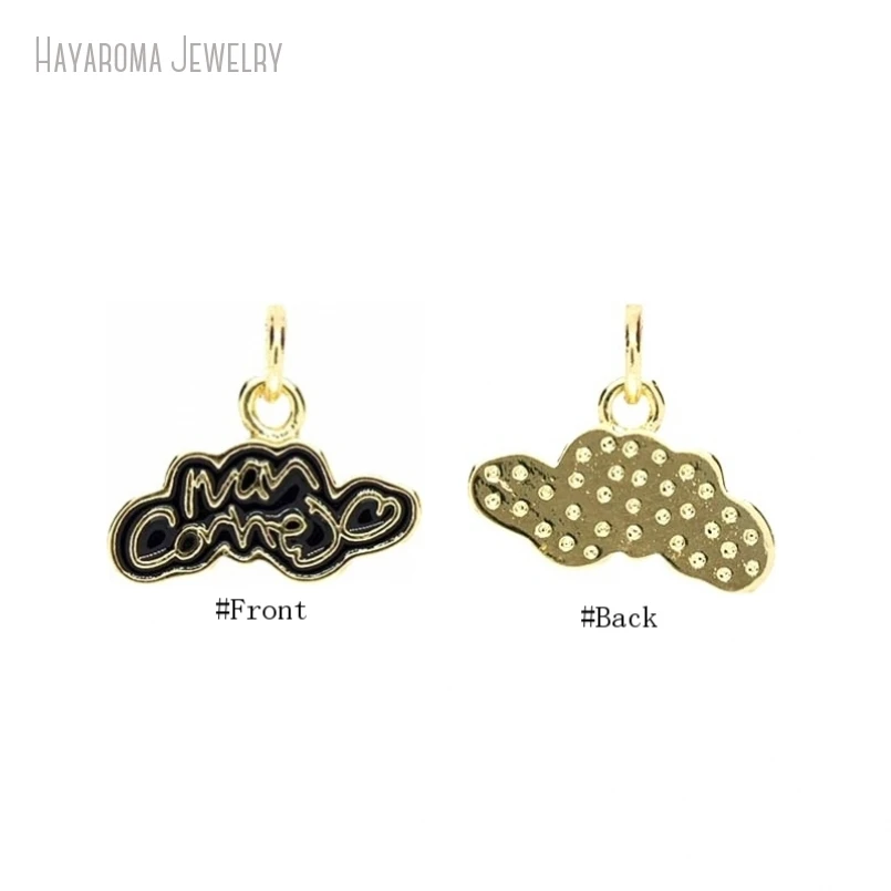 10Pcs Metal Gold Color Pendant Jewelry Black Enamel Ivan Cornejo Alphabet Letter Wholesale Copper Charms PM52970