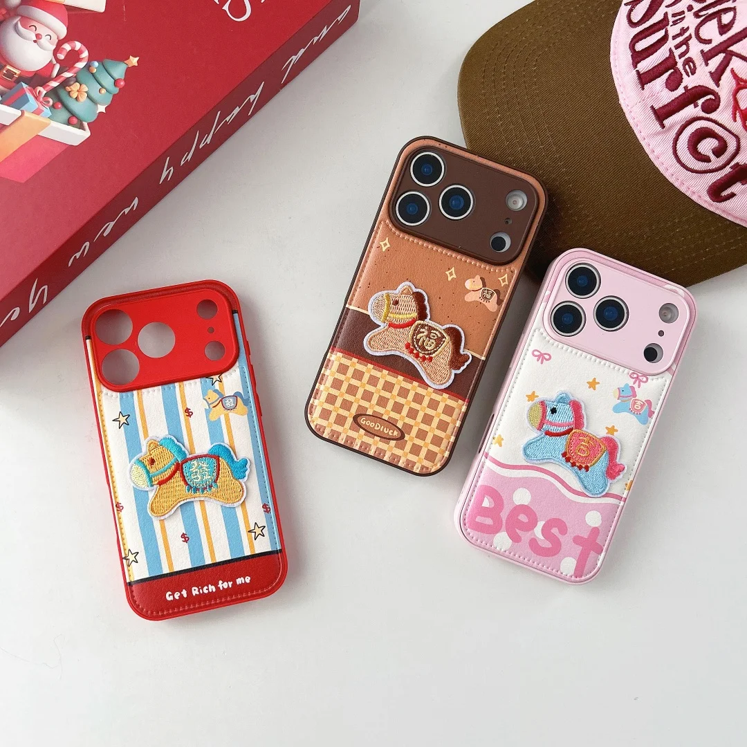 

New Year Gifts Phone Case For iPhone 17 16 15 14 13 12 11 Pro Max INS Korean Cute Popular Cartoon horse animal pattern Cover