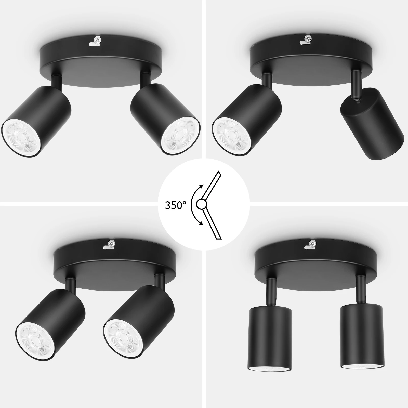 Imagem -04 - Kimjo-ajustável Gu10 Spotlight Gu10 Base Luz de Teto Rotativo Metal Moderno Lâmpada de Parede sem Lâmpadas