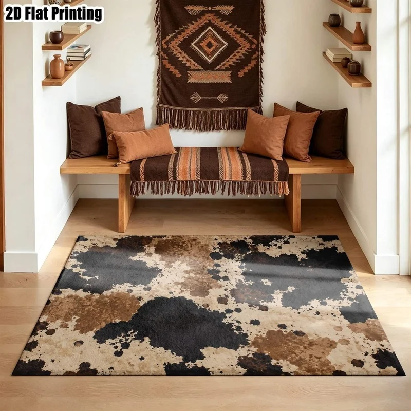 1Pc Retro Ink Splash Print Carpet, Bohemian Style Decorative Rug for Living Room, Bedroom, Dining Room, Bedside, Indoor and Outdoor Patio, Home Decor Accessories