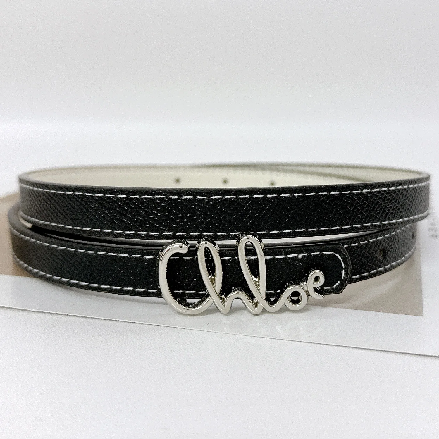 تصميم عصري بأحرف بسيطة وحزام ريترو من الجلد بإبزيم رعاة البقر وسراويل جينز وحزام ذو علامة تجارية على الوجهين