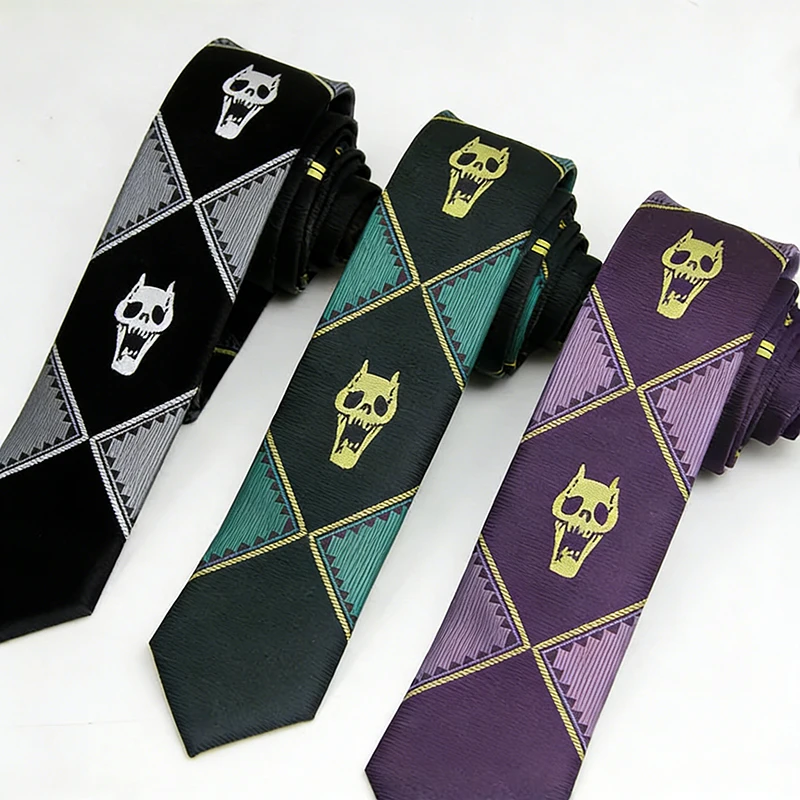 Corbata de Anime de JoJo's Kira Yoshikage, Corbata de Cosplay de KILLER QUEEN con Calavera, Accesorios de Disfraz de Cosplay de Heaven's Door para Adultos
