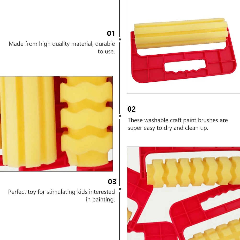 

4 Pcs Sponge Roller Kids Painting Toy Washable Craft Brush Set DIY Drawing Art Tools Graffiti Kit For Toddler Creativity