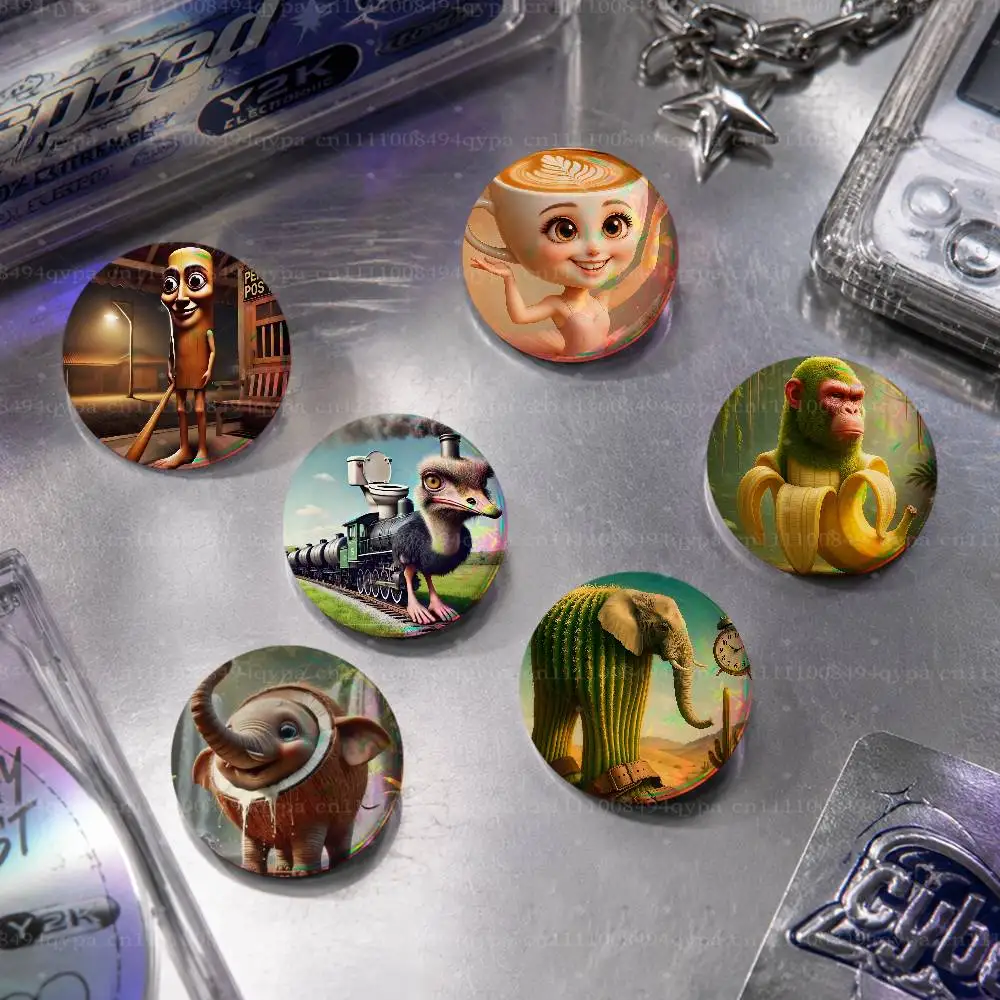Tung Tung Tung Sahur Memes Pin Buttons Round Badge for Clothes Bags Hats Pins Accessories Backpacks Tote Bags Outfit Decor