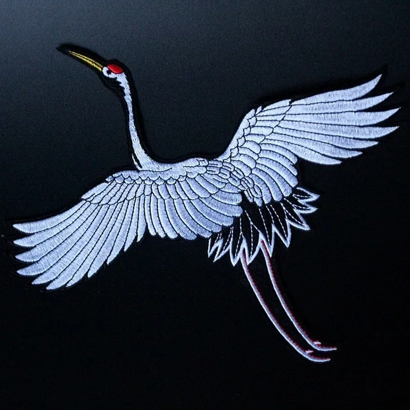 DIY Embroidery Cloth Paste White Swan Red-crowned Crane Patch