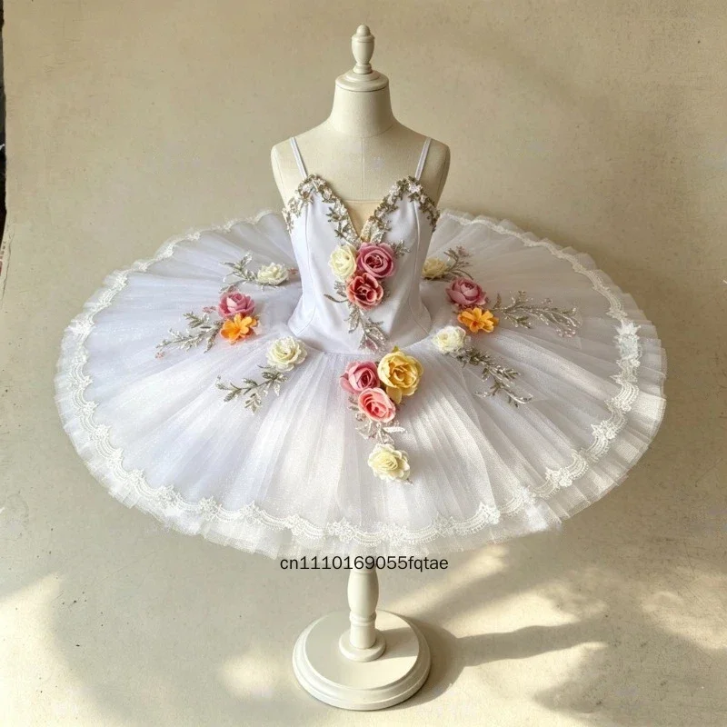 

Kids Ballet Tutu Dress Girls Flower Puff Mesh Skirt Princess Ballerina Costume Stage Performance Dancewear Birthday Party Carniv