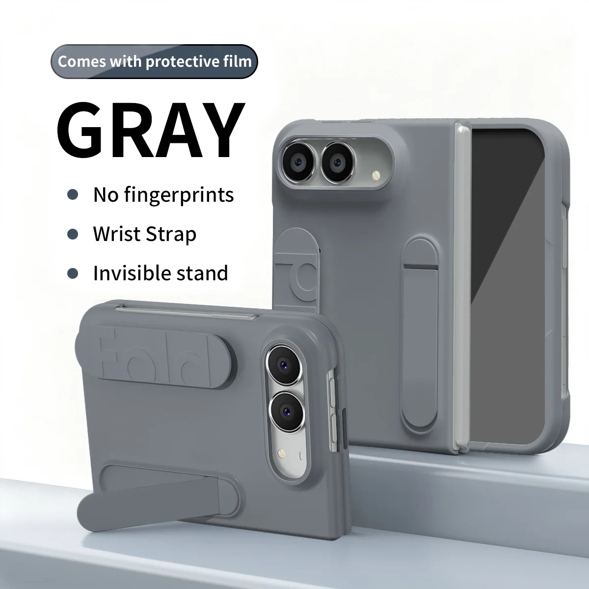 For iPhone Duo Case Ultra-Thin Skin-Friendly Matte With Tempered Film Wrist Strap Bracket Shockproof Protection Case Accessories