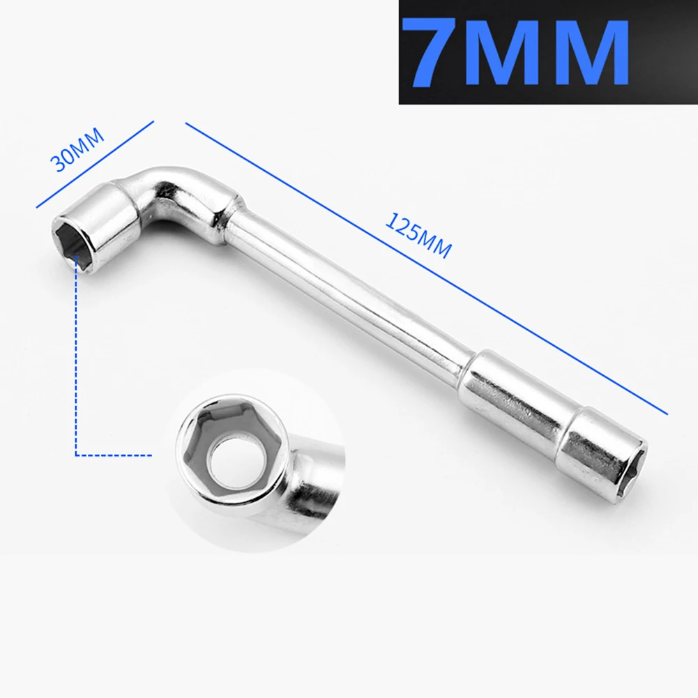 Hexagonal Double-head Pipe Socket Wrench L-shaped Wrench Socket Repair Non-Slip Silver Socket Wrench Woodworking